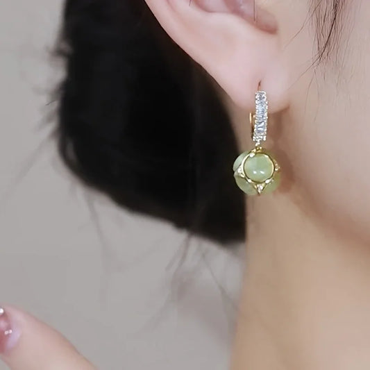 Elegant Women's Ball Pendant Earrings Set of 2 – Hypoallergenic Studs, Fashionable Luxury Jewelry, Perfect Gift for Her