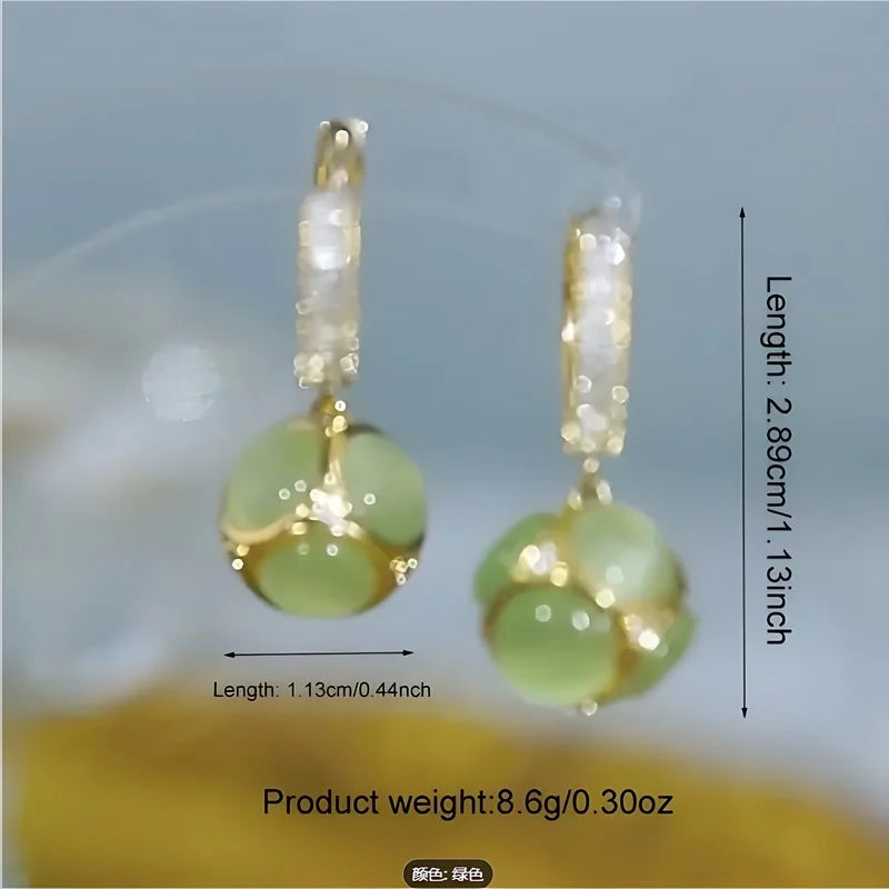 Elegant Women's Ball Pendant Earrings Set of 2 – Hypoallergenic Studs, Fashionable Luxury Jewelry, Perfect Gift for Her