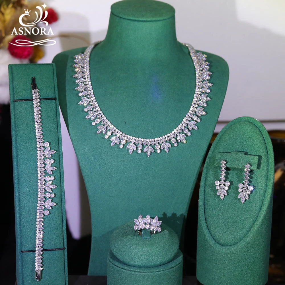 Elegant Round Zirconia Necklace Holiday Gift Simple Women's Jewelry Sets Bride Wedding Party Dress Accessories