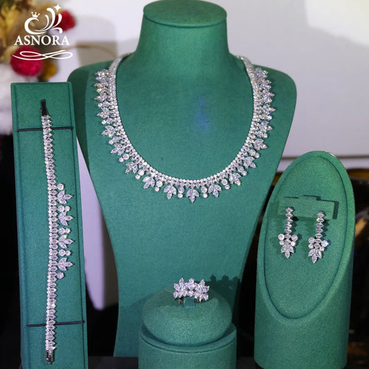 Elegant Round Zirconia Necklace Holiday Gift Simple Women's Jewelry Sets Bride Wedding Party Dress Accessories