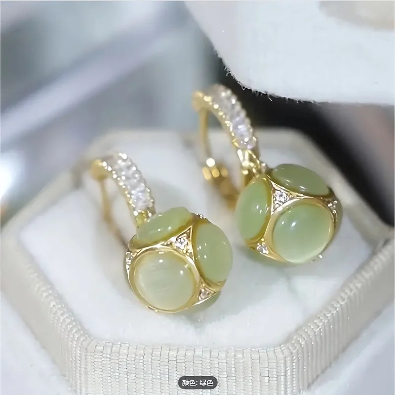 Elegant Women's Ball Pendant Earrings Set of 2 – Hypoallergenic Studs, Fashionable Luxury Jewelry, Perfect Gift for Her