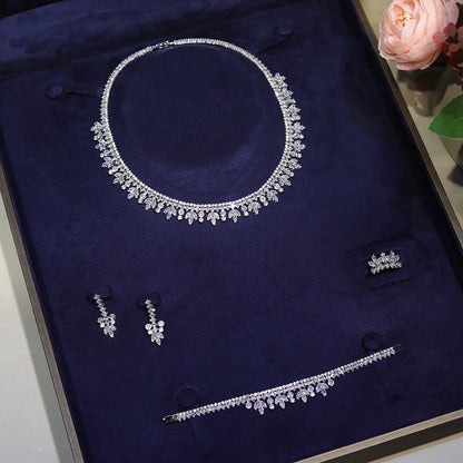 Elegant Round Zirconia Necklace Holiday Gift Simple Women's Jewelry Sets Bride Wedding Party Dress Accessories