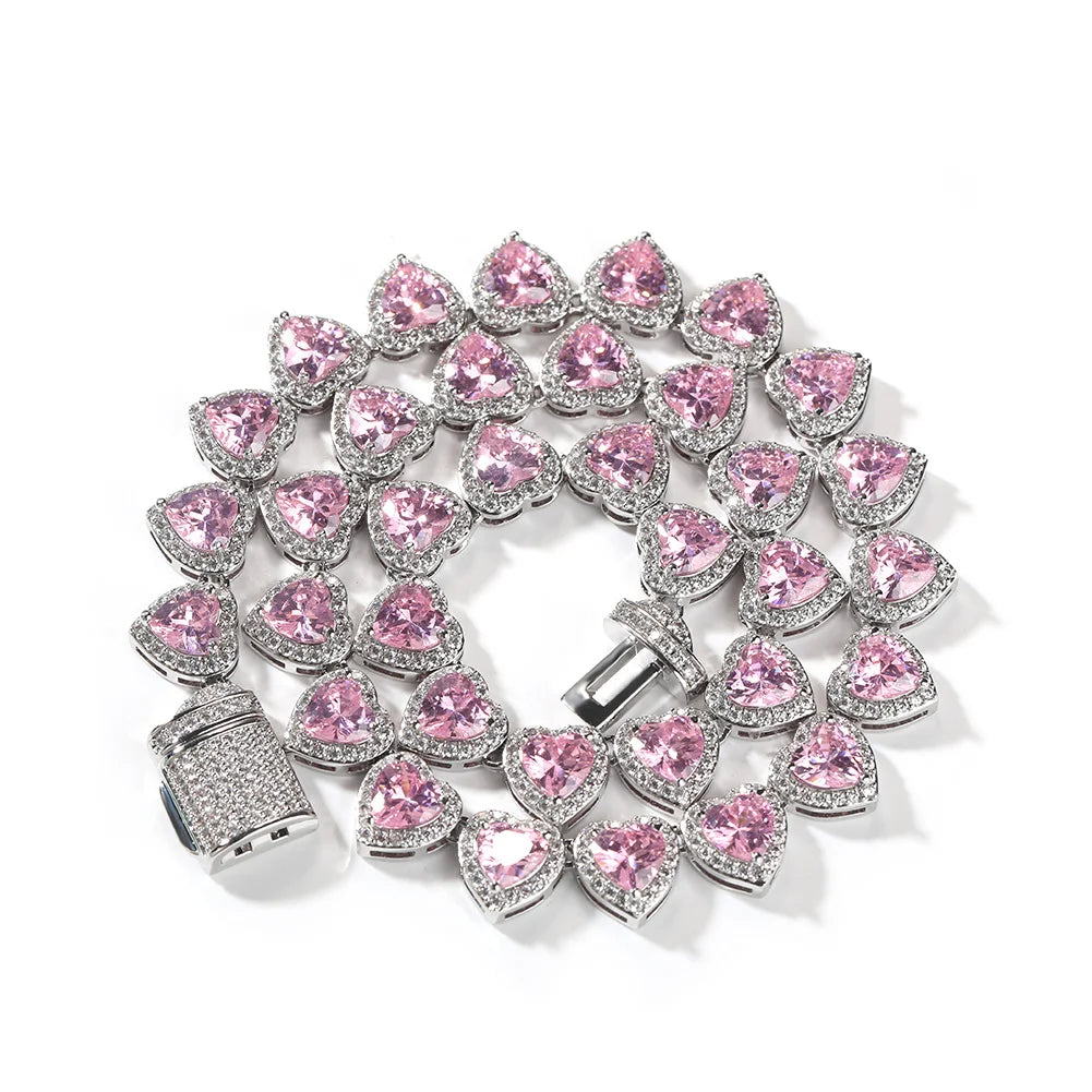 Uwin 10mm Heart Cubic Zircon Necklaces For Women 6 Colors Iced Out CZ Fashion Charm Jewelry New-Year Gift