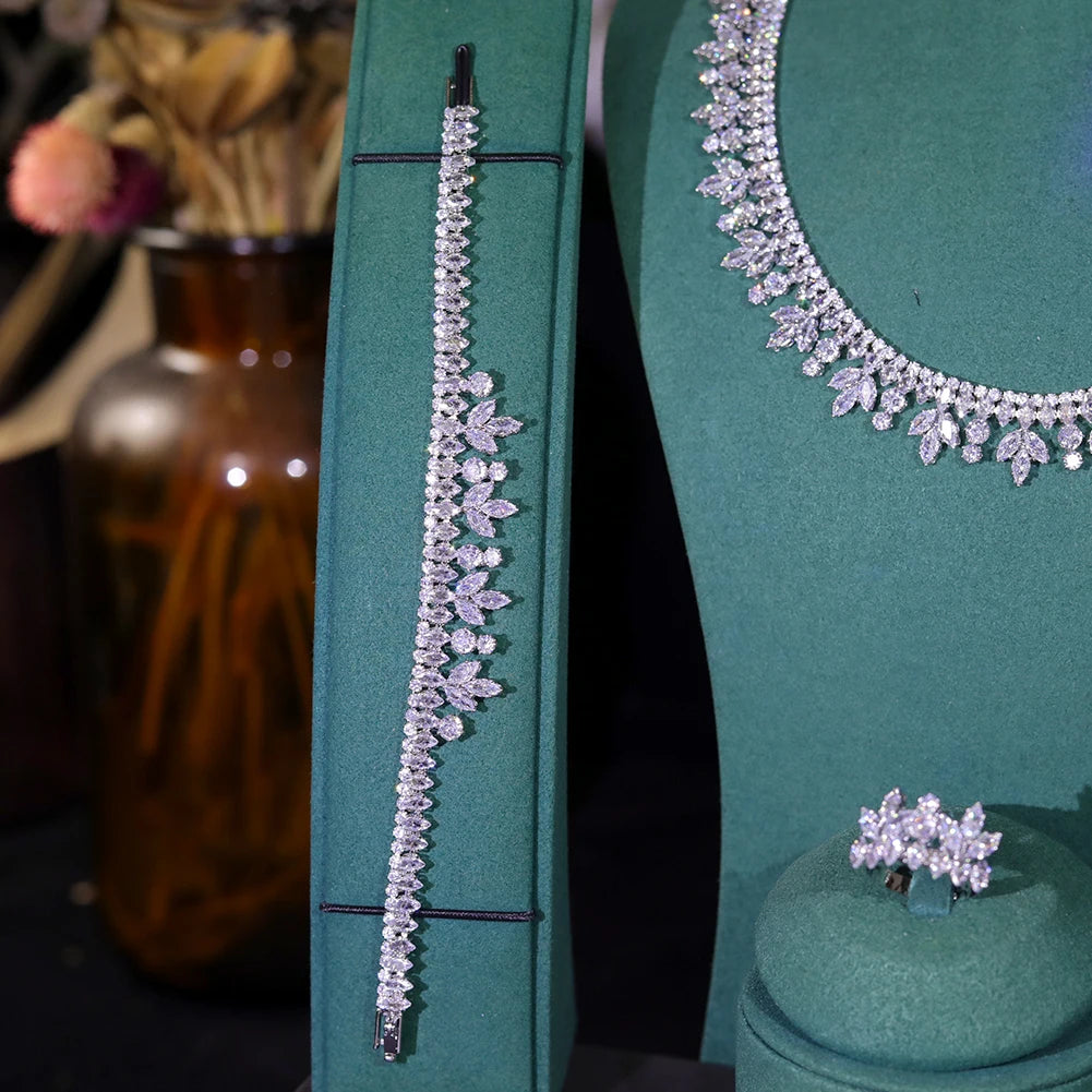 Elegant Round Zirconia Necklace Holiday Gift Simple Women's Jewelry Sets Bride Wedding Party Dress Accessories