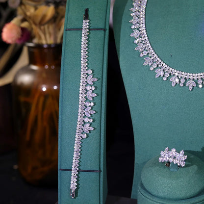 Elegant Round Zirconia Necklace Holiday Gift Simple Women's Jewelry Sets Bride Wedding Party Dress Accessories