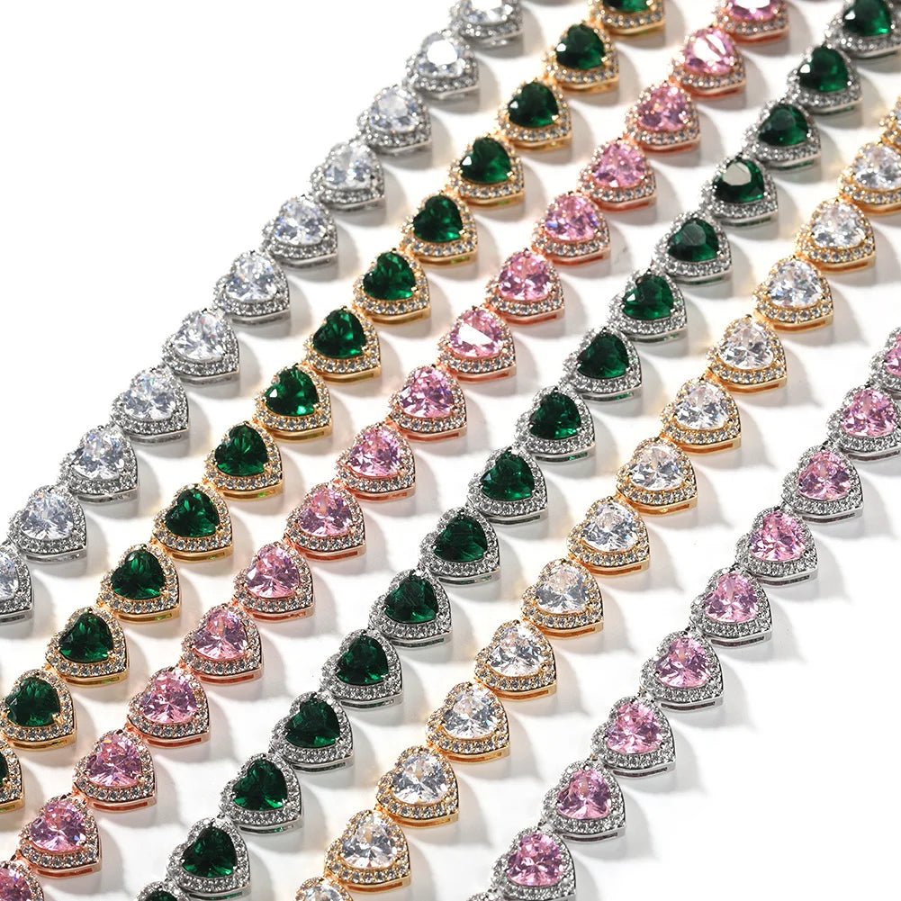 Uwin 10mm Heart Cubic Zircon Necklaces For Women 6 Colors Iced Out CZ Fashion Charm Jewelry New-Year Gift