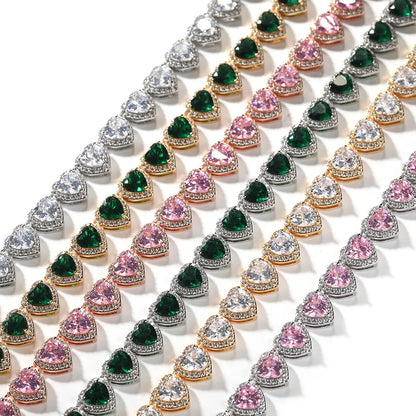 Uwin 10mm Heart Cubic Zircon Necklaces For Women 6 Colors Iced Out CZ Fashion Charm Jewelry New-Year Gift