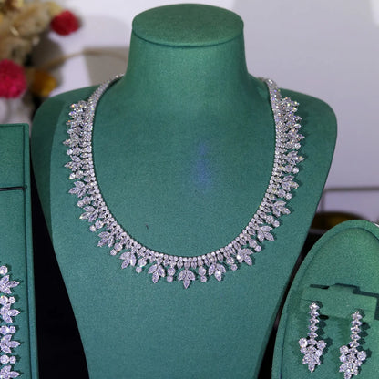 Elegant Round Zirconia Necklace Holiday Gift Simple Women's Jewelry Sets Bride Wedding Party Dress Accessories