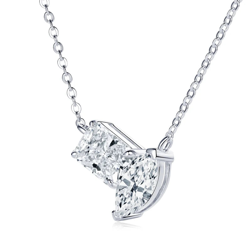 OXTAO Real 925 Silver Rectangular Oval Cut 3.0CTMoissanite Pendant Necklace Adjustable Clavicle Chain Necklace Fine Jewelry Gift