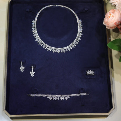 Elegant Round Zirconia Necklace Holiday Gift Simple Women's Jewelry Sets Bride Wedding Party Dress Accessories