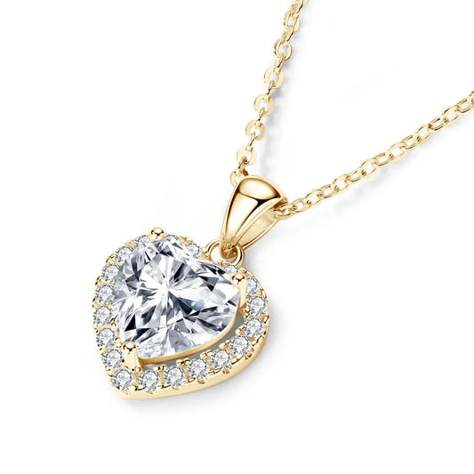 OXTAO 2.0ct Heart Moissanite Pendant Necklace Adjustable 925 Sterling Silver Trend Luxury Clavicle Chain Necklace Jewelry