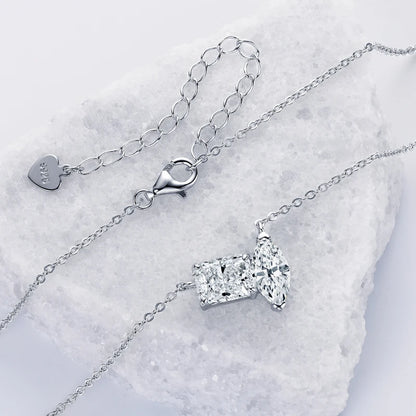 OXTAO Real 925 Silver Rectangular Oval Cut 3.0CTMoissanite Pendant Necklace Adjustable Clavicle Chain Necklace Fine Jewelry Gift