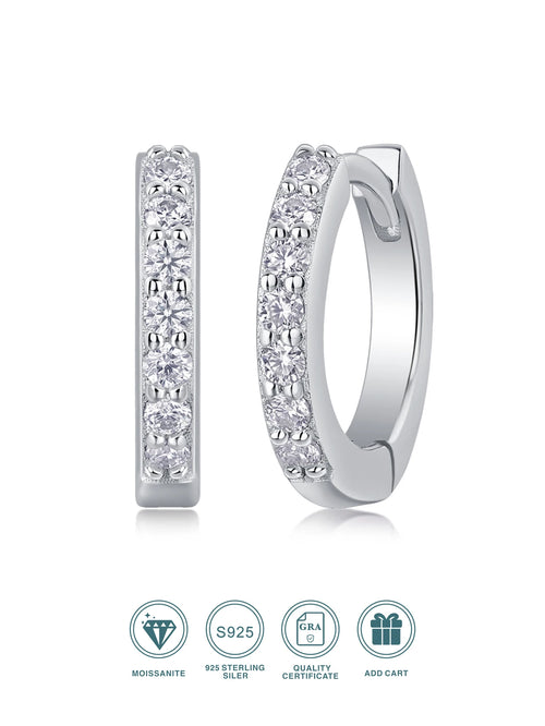 1pair Moissanite Earrings Hoop Style 925 Sterling Silver 18K Gold Plated Classic Jewelry for Women Comes with GRA Certificate